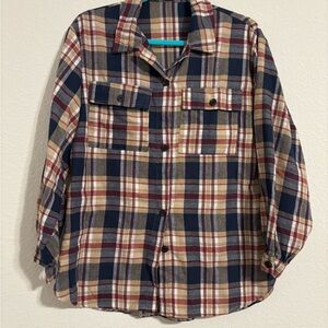 ROMWE Blue and Red Button Down Shirt